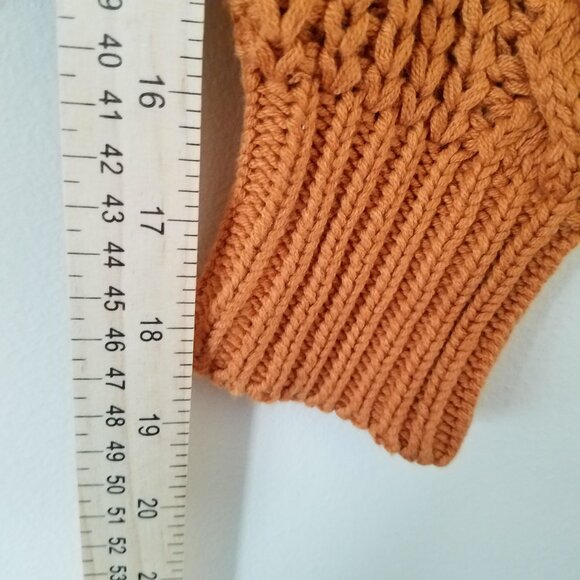 Aeropostale off the shoulder cold shoulder brown sweater cables size S - Picture 9 of 10